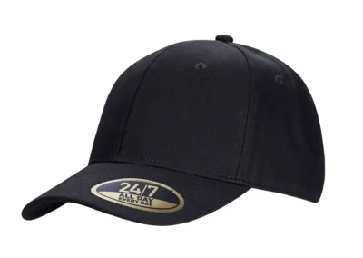 Black Cotton Twill Snapback Cap