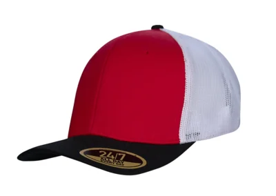 Red-Black-White Trucker Style Snapback Cap